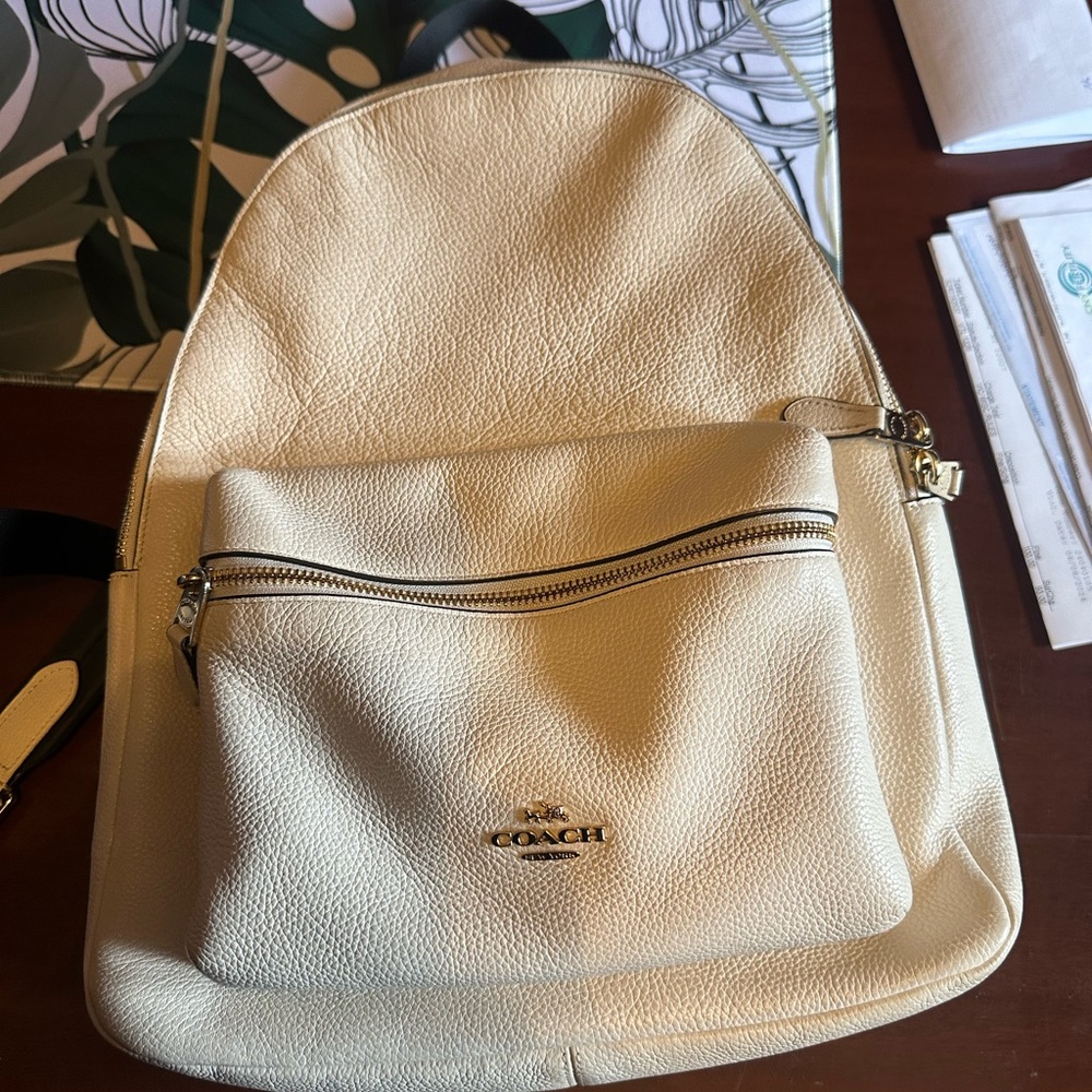 Coach Cream Leather Backpack